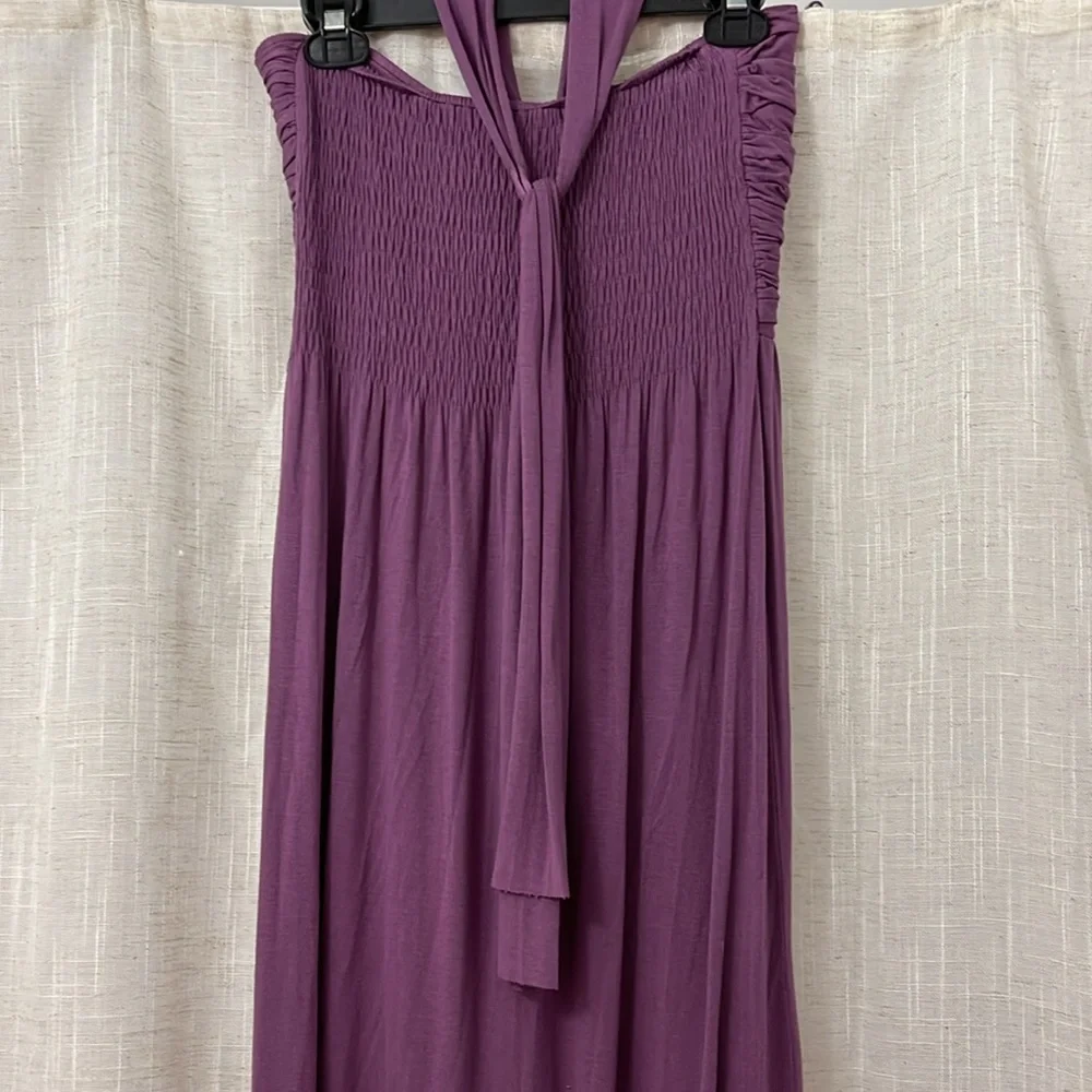 Type Z Strapless Maxi Dress with Tie around Neck Purple Size Large EUC - Picture 4 of 8